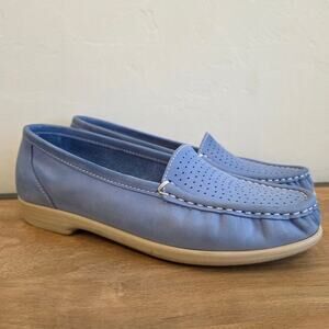 SAS Simplify Blue Leather Slip On Loafers Womens 7M Comfort Shoes Lightweight